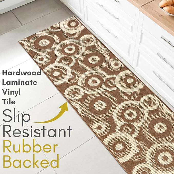 24 ft Extra Long Brown Hallway Runner Rug | Non-Slip & Machine Washable | Custom Cut to Size 2'3" x 24' (Runner) | REMNAZ