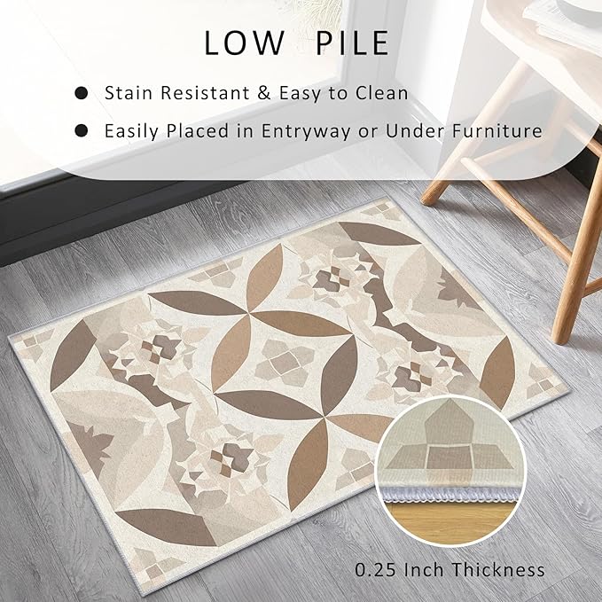Geometric Rug, Washable 5x7 Rug for Living Room, Modern Abstract Patterned Indoor Carpet, Geometric Decor for Home, Bedroom, Soft Non Slip Thin Design FER88