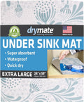 Drymate Premium XL Under Sink Mat, Waterproof Cabinet Protection Mats for Kitchen & Bathroom, Absorbent Shelf Liners, Slip-Resistant, Non-Adhesive, Machine Washable (USA Made)(24”x59”)(Light Blue)