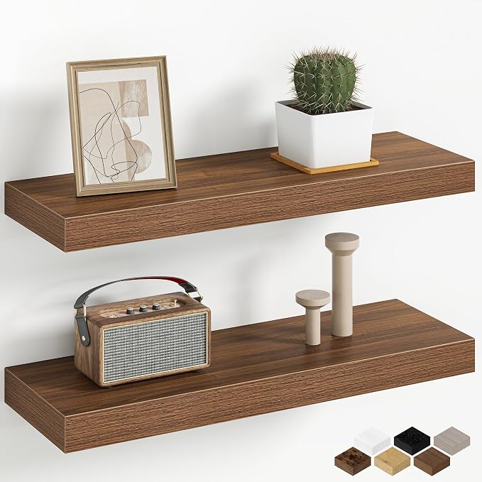 Fun Memories 20 Inch Floating Shelves Wall-Mounted, Engineered Wood Wall Shelves