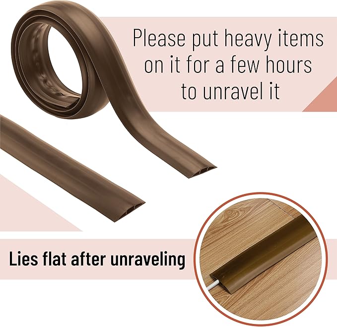 Bates- Floor Cord Cover, 10ft, Cable Cavity 0.6" (W) x 0.31" (H), Heavy Duty Wire Protector, PVC Extension Cords Hider, Protect Cords, Prevent Cable Trips, Cord Hider for Office, Home, Outdoor