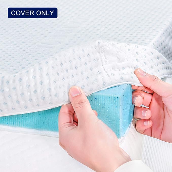 Subrtex 3 Inch Mattress Topper Cover (Only Cover) Mattress Topper Protector Bedding Rayon Made from Bamboo Removable Mattress Encasement with Zippers, King
