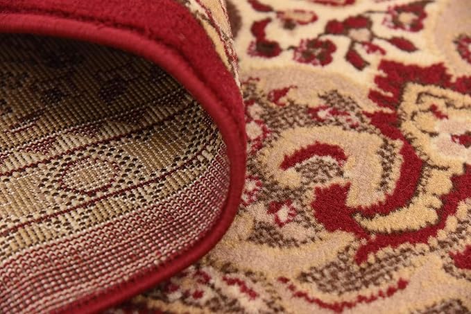 Unique Loom Reza Collection Traditional Persian Style Area Rug, Square 8' 0" x 8' 0", Burgundy/Ivory