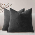 a moment Pack of 2 Decorative Chenille Throw Pillow Covers with Twill Cushion Covers for Sofa Living Room Couch Bed 22x22 Inch Black