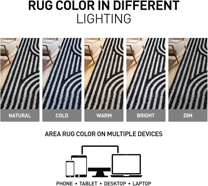 Rugshop Abstract Arch Shag Area Rug Anthracite Dark Gray 5' x 7' Great for Bedrooms, Living Rooms, or Under Coffee Tables