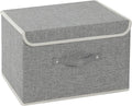 Storage Boxes, Collapsible Storage Bins with Lids, Cotton and linen cloth Storage Baskets with Handle, for Books, Closet, Bedroom, Home, 15x9.8x9.8 in, Grey