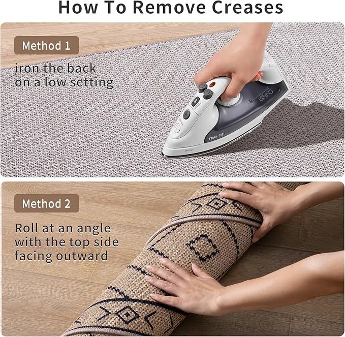 Tangsoo Easy Jute Rug 3x5 for Entryway,Geometric Non-Slip Washable Indoor Outdoor Door Carpet,Farmhouse Ultra Thin Throw Mat for Kitchen Bedroom Front