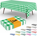 Smiry 3 Pack Green Gingham Disposable Tablecloths - 54" x 108" Heavy Duty Plastic Table Cloth, Waterproof Buffalo Plaid Table Covers for St. Patrick's Day, Banquets, Parties