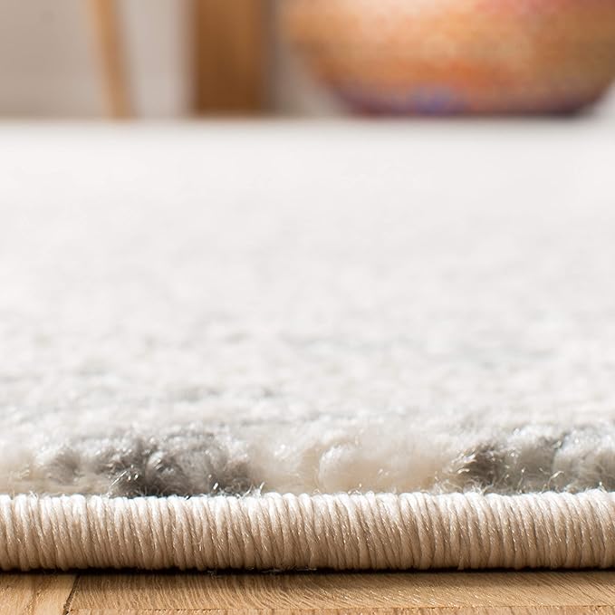SAFAVIEH Tulum Collection Area Rug - 8' Square, Ivory & Grey, Moroccan Boho Tribal Design, Non-Shedding & Easy to Clean, Ideal for Living Room, Bedroom, Dining Space (TUL272A)