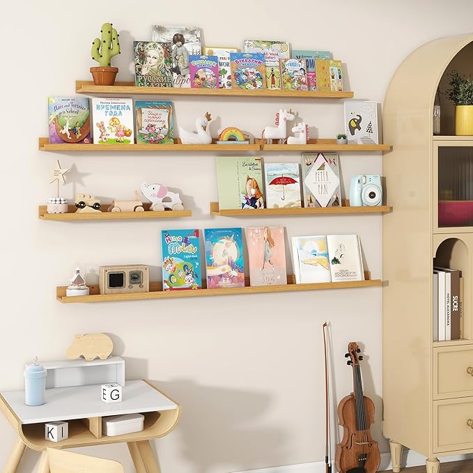 Fun Memories Picture Ledge Shelves Set of 2, 36 Inch Rustic Wall Mounted