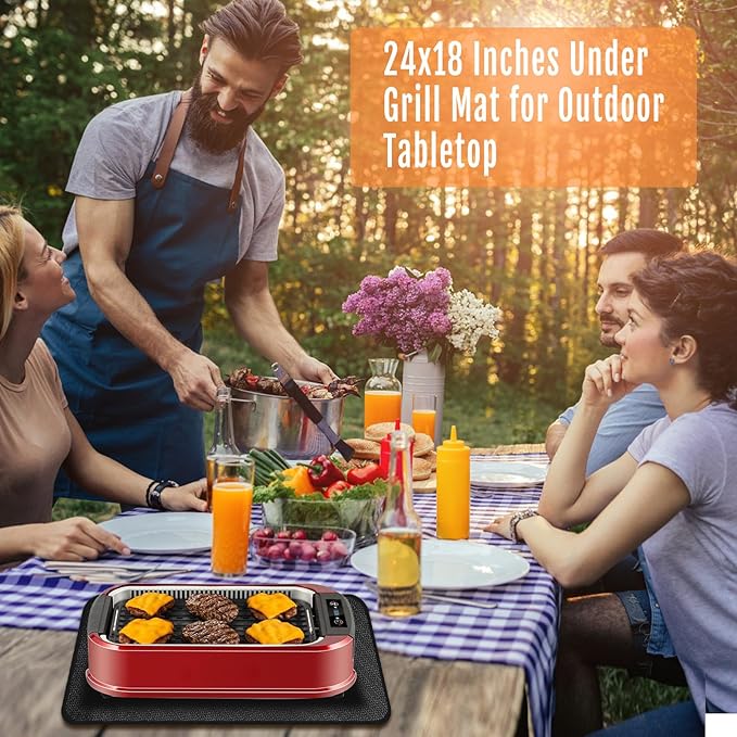 CowCity 24x18 Inch Heat Resistant Mat for Under Grill Tabletop