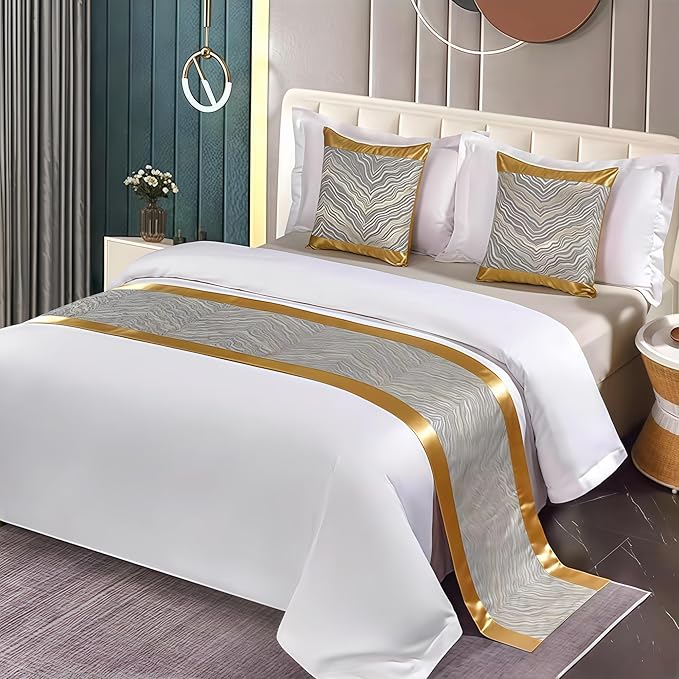 Bed Runner for Guest Room，Luxury Bed Runner，Wedding Bed Runner，Embroidered Bed Runner，Breathable Washable，Hotel Decor，Bed Decorations ，for Home Hotel Decorations(E,50 * 260cm)