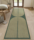 Lahome Modern Rainbow Easy Jute Kitchen Runner, 2x8 Indoor Outdoor Runner Rug for Hallway Entryway, Farmhouse Dark Green Non Slip Floor Carpet for Bedroom Foyer Laundry Room