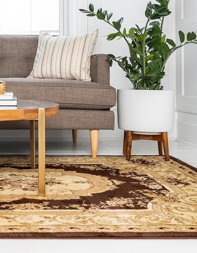 Rugs.com Chateau Collection Rug – 10' x 13' Brown Medium Rug Perfect for Living Rooms, Large Dining Rooms, Open Floorplans