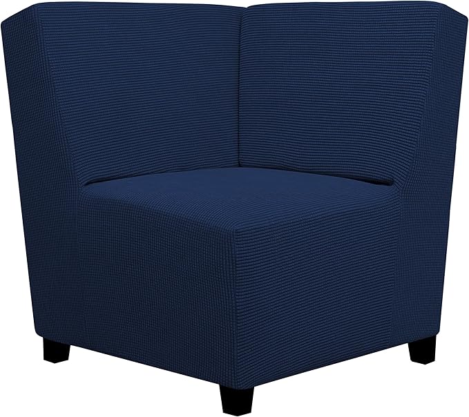 Easy-Going Stretch Sectional Corner Sofa Slipcover 1-Piece Couch Sofa Cover Furniture Protector Soft with Elastic Bottom for Kids, Pet, Spandex Jacquard Fabric Navy