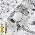 Drawer and Shelf Liner for Kitchen Cabinet: 23.6 in X 20 Ft Non Slip Waterproof Shelf Paper Non Adhesive Refrigerator Liners Grey and White Marble Easy Liners for Bathroom with Knife Tape Measure