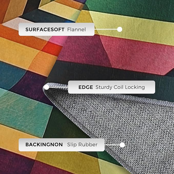 6x9 Colorful Geometry Rugs for Bedroom Decor, Washable Abstract Geometric Pattern Area Rug, Living Room Home Decoration, Non Slip Soft Thin, Abstract Art Decor Carpet PF-P 49