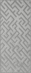 12ft Custom Hallway Rug - Deco Grey | Non-Slip Rubber Backed | Washable & Pet Friendly | Edge Bound