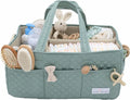 Lily Miles Baby Diaper Caddy Organizer, Quilted Nursery Storage Basket for Newborn Essentials and Diaper Changing Station, Gift for Baby Shower and Registry Must-Have (Willow Green)