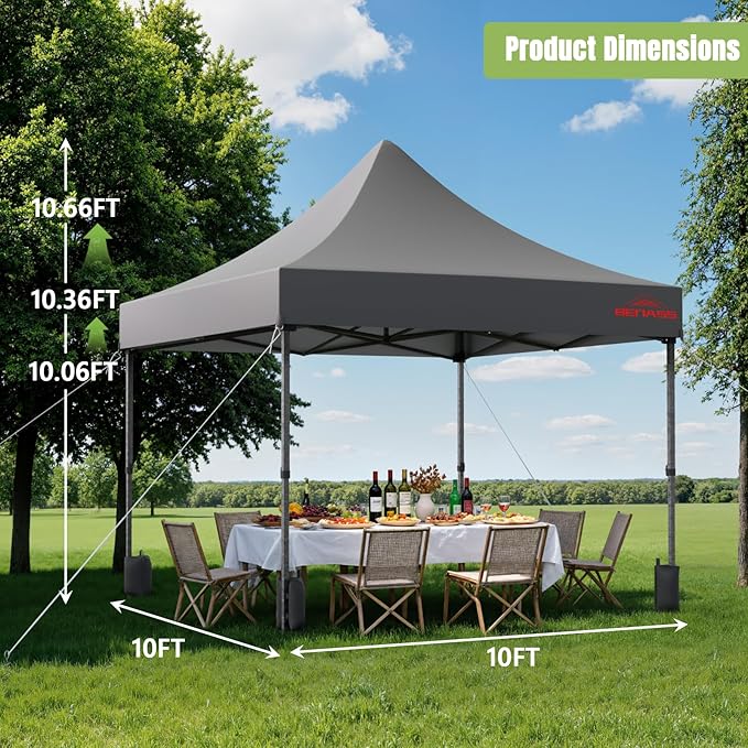 10x10 Heavy Duty Pop Up Canopy with 4 Sidewalls, 550D Commercial Easy Up Canopy Tent, Waterproof Outdoor Party Event Tent with Roller Bag, Grey