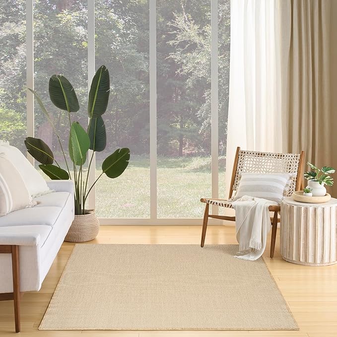 Nourison Home Courtyard Natural 5' x 7' Area Rug - Easy Clean, Non Shedding, Bed Room, Living Room, Dining Room, Kitchen (5' x 7')