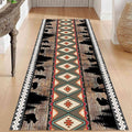 Southwestern Runner Rug, 2x6ft, Rustic Lodge Aztec Country Bear Decorative Runner Rug, Vintage Forest Birch Wild Animal Print Entrance Hallway Rug, Soft Non-Slip Carpet for Living Room Bedroom