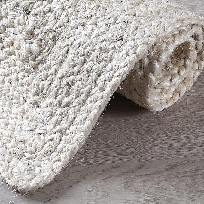 Hausattire Hand Woven Jute Braided Rug, 2'x3' – Off White, Reversible Boho Entry Area Rugs for Kitchen, Living Room I Farmhouse Indoor Outdoor Decorative Floor Rug, 24x36 Inch