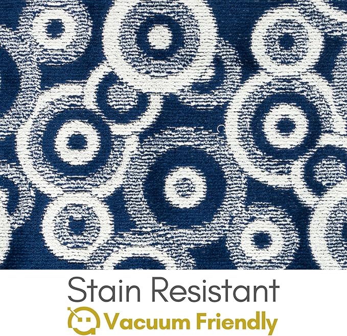 23 ft Extra Long Blue Hallway Runner Rug | Non-Slip & Machine Washable | Custom Cut to Size 2'3" x 23' (Runner) | REMNAZ