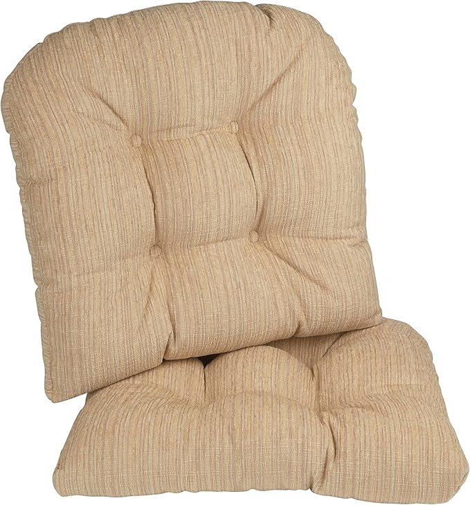 Klear Vu Gripper Overstuffed Universal Non-Slip Dining Chair Cushions for Kitchen Decor or Office Use, U-Shaped Skid-Proof Seat Pad, 17x17 Inches, 2 Count (Pack of 1), Chenille Sand