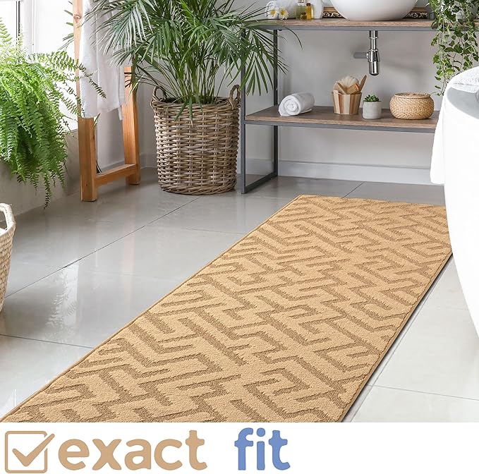 40ft Cut-to-Measure Runner Rug for Extra Long Hallways - Gold Tan | Non-Slip | Washable & Edge Bound