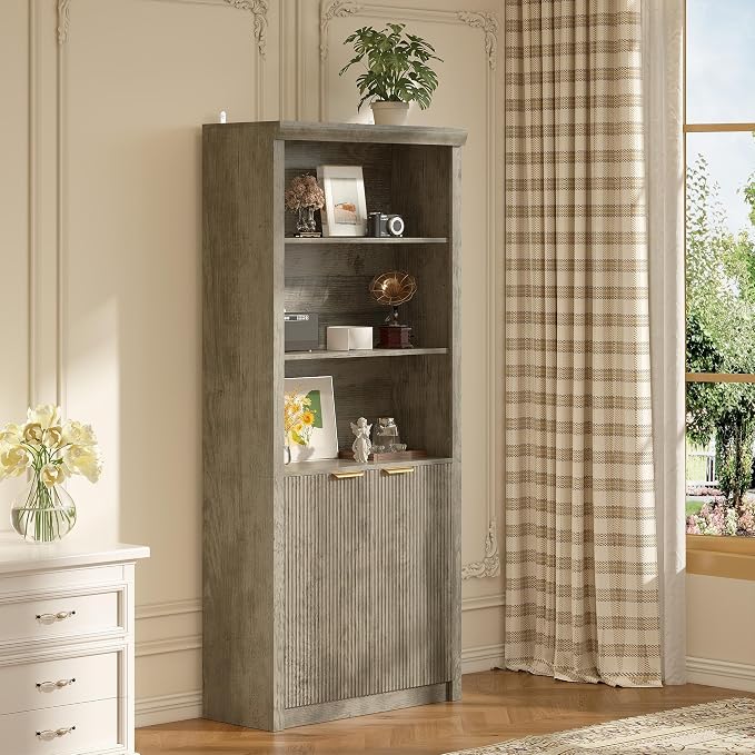 Tall Book Shelf and Bookcase 2 PCS, 31.5" Wide Wooden Bookcase