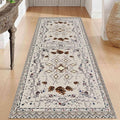 Floral Runner Rug, 3.3x7ft, Bohemian Vintage Distressed Floral Pineal Rug for Kitchen, Non-Slip No Shedding, Soft Low Pile Indoor Room Grey Rug for Laundry, Washable Rug for Hallway Bathroom