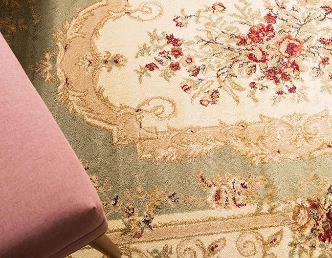 Rugs.com Chateau Collection Rug - 13 Ft Runner Green Medium Pile Rug