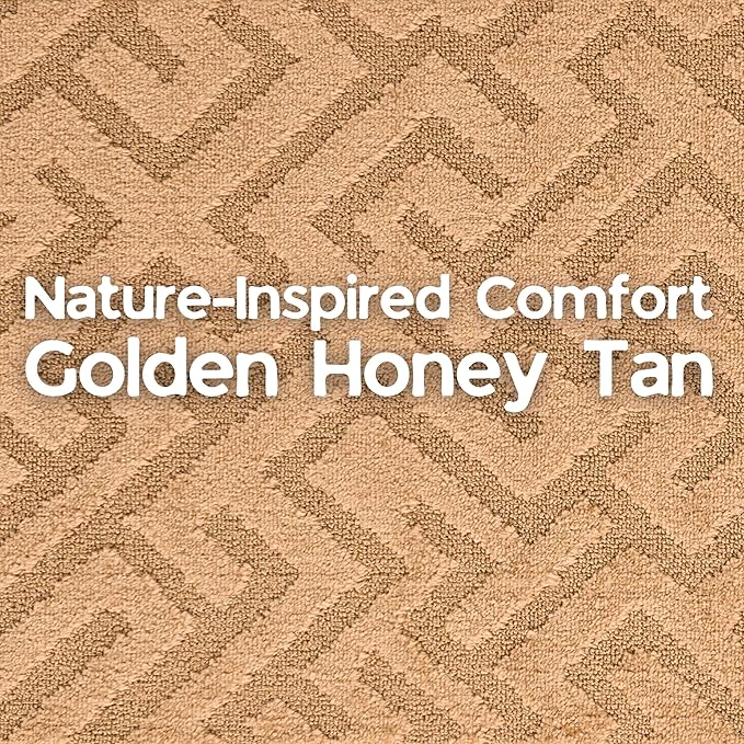 9ft Custom Cut Runner Rug for Narrow Hallways Kitchens - Gold Tan | Non-Slip | Washable & Edge Bound