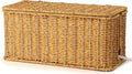 Large Cable Management Box, Handwoven Imitation Rattan Cord Organizer Cord Hider Box, Desk Cord Management Box to Hide Cords and Power Strips, 13.5" L x 6.2" W x 6" H, Natural