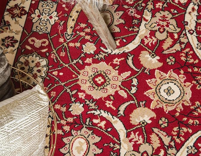Unique Loom Espahan Collection Area Rug - Cape Cod (7' 1" x 10' Rectangle, Red/ Beige)