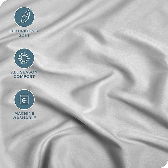 Bare Home Fitted Bottom Sheet Full Size - Premium 1800 Microfiber - Ultra-Soft Hotel Luxury - Deep Pocket - Durable and Long Lasting (Full, Cloud Grey)