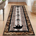 Unique Wildlife Runner Rug, 2x6ft, Bear Border Design Area Rug, Rustic Log Cabin Runner for Entryway, Rubber Backing Durable Floor Rug, Vintage Western Decoration, Fade-Resistant Print Carpet