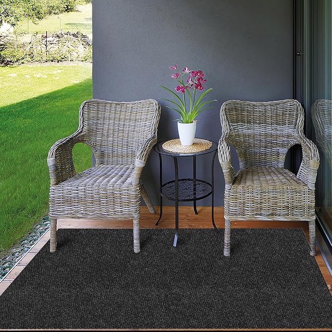Ottomanson Commercial Scrape Rib Entry Mat – Heavy Duty Ribbed Floor Mat for High Traffic – Non Slip Rubber Back, Waterproof – Indoor Outdoor Use for Offices, Schools, Lobbies, 2'7" x 31', Black