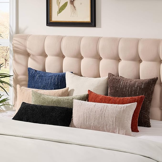Set of 2 Soft Textured Throw Pillow Covers 24x24, Invisible Zipper Neutral Cushion Cases, Easy - Care Decorative Farmhouse Decor for Living Room Couch (Dark Brown, 24" x 24" (Pack of 2))