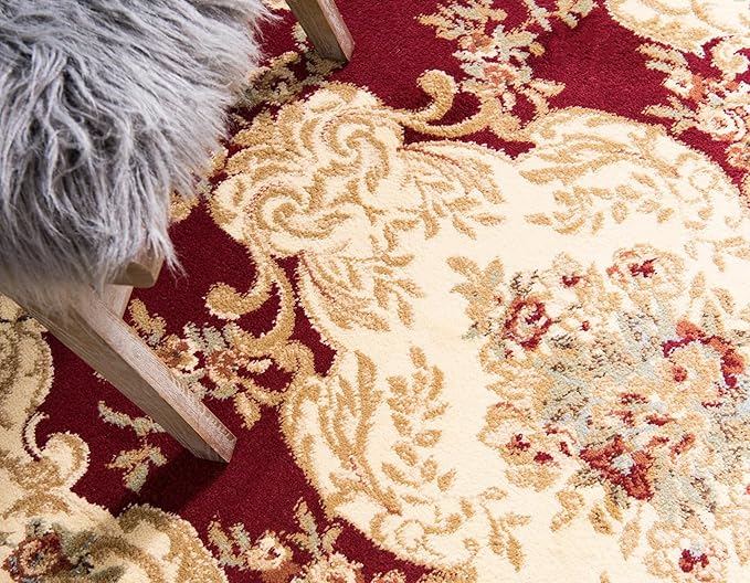 Rugs.com Chateau Collection Rug – 10' x 13' Red Medium Rug Perfect for Living Rooms, Large Dining Rooms, Open Floorplans