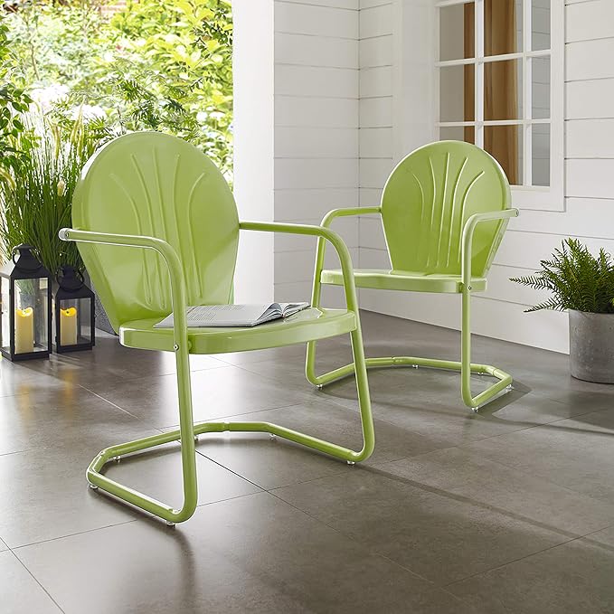Crosley Furniture Griffith Outdoor Chair, Retro Metal Patio Chairs