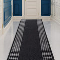 Custom Made Runner Rug for Kitchen Foyer Hallway Entry Choose Your Length 31 Inch Wide Geometric Checkered Design Black Color (41 feet x 31 Inch)