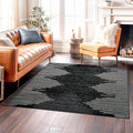 Rugshop Bohemian Stripe Stain Resistant High Traffic Living Room Kitchen Bedroom Dining Home Office Square Area Rug 6'6" x 6'6" Black