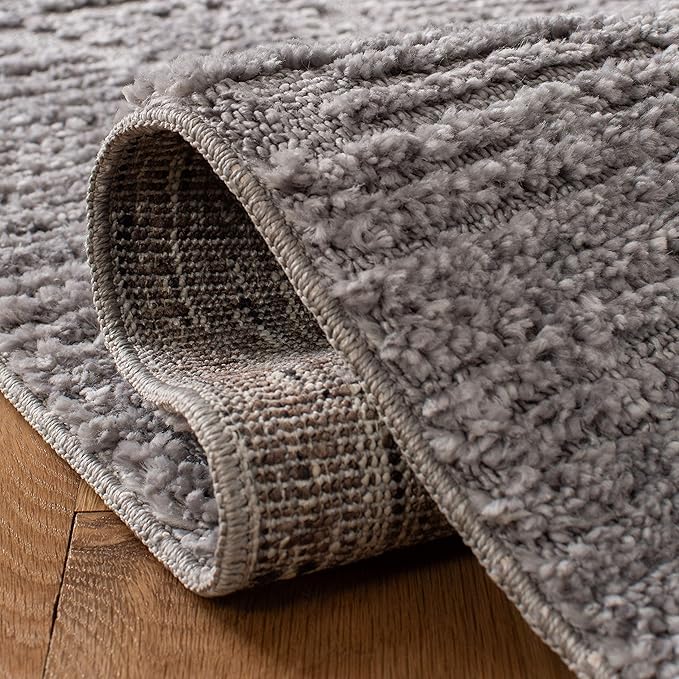 SAFAVIEH Marrakesh Collection Area Rug - 8' Round, Grey, Geometric Design, Ideal for High Traffic Areas in Living Room, Bedroom, Dining (MRK517F)