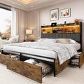 LARMACE King Bed Frame with 6 Storage Drawers, Bed Frame King Size with Linen
