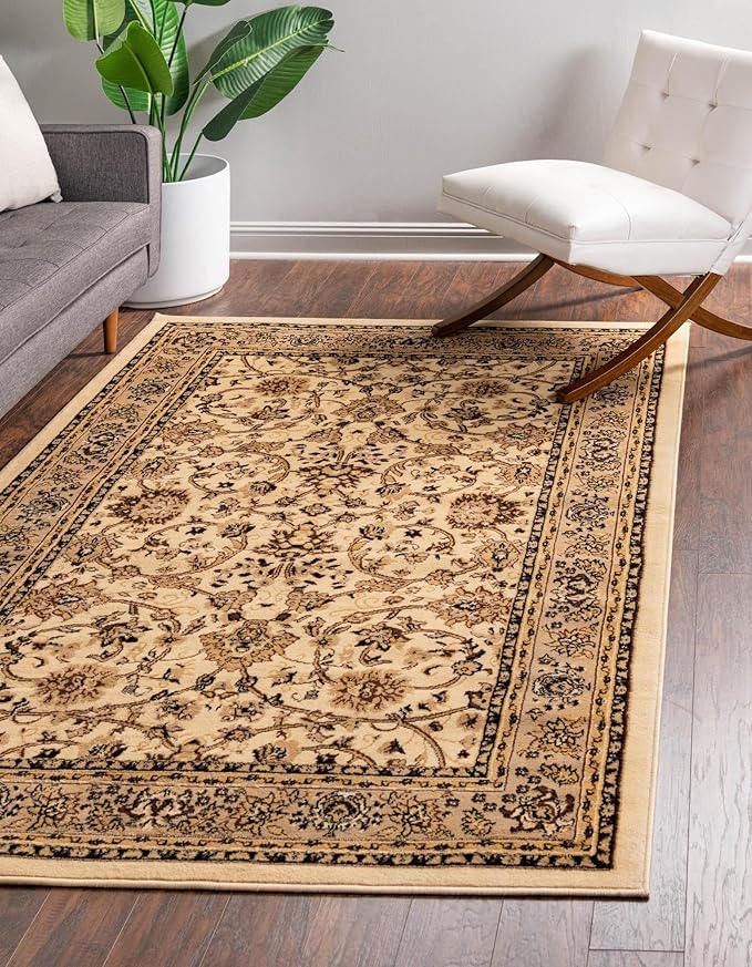 Rugs.com Yasmin Collection Rug – 10' x 13' Ivory Medium Rug Perfect for Living Rooms, Large Dining Rooms, Open Floorplans