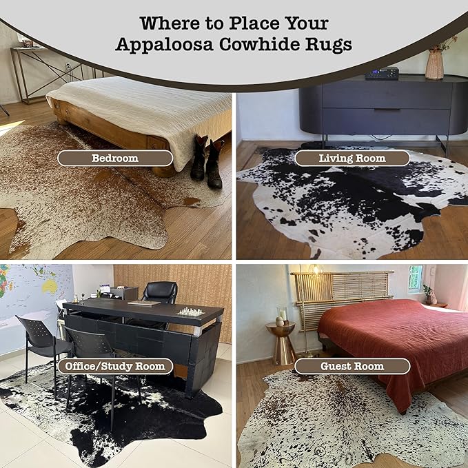 Genuine Cowhide Rug - Natural Leather Hide Rugs for Living Room & Area Rug for Bedroom - Real Cowhides Rug for Rustic Home Decor - Brown Speckled Cowhide Rugs Collection