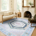 Fame Living Washable Area Rug. Modern Farmhouse. Vintage. Turkish. Bohemian. Distressed. Oriental. Traditional. Rugs for Living Room. Dining. Bedroom. Office. Entryway. Foyer. (856PBl, 5'9" x 8'9")
