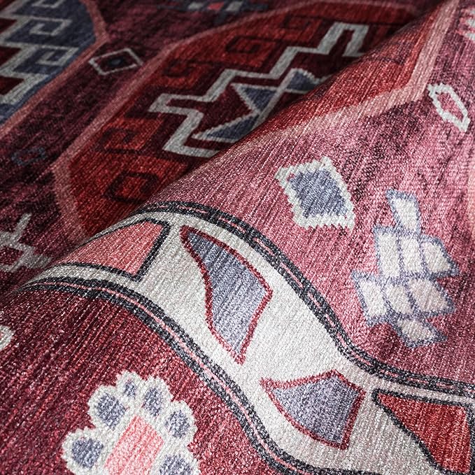 Fame Rugs Turkish Rug. Washable Vintage Oriental Antique Inspired Traditional Doormat Small Modern Area Rugs Luxury Entryway Entry Bedroom Bathroom Kitchen (378RR, 4'9 x 6'9)